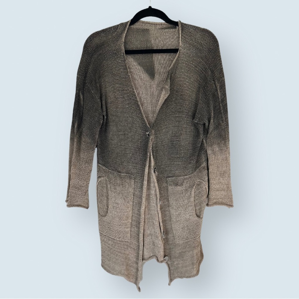 Ombré Beige/Brown Long Cardigan